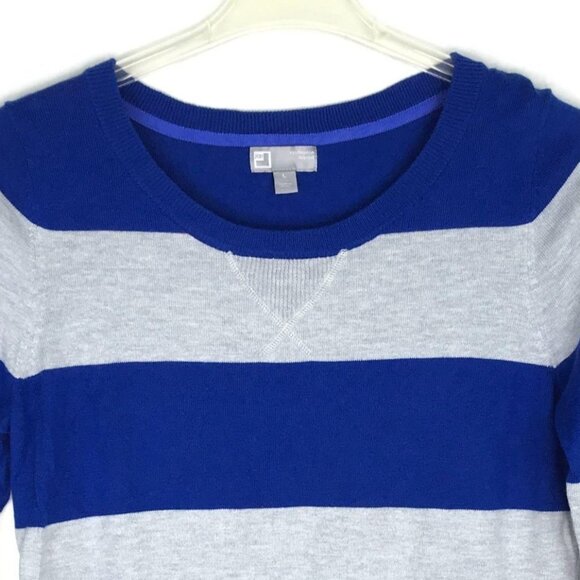JCPenney Blue and Gray Striped Crew Neck Sweater - Picture 3 of 10